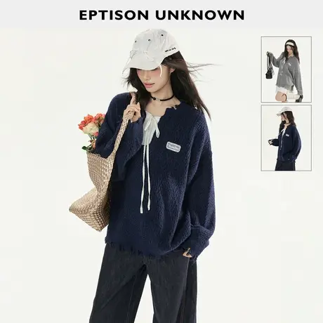 EPTISON毛衣女2025秋季新款miu系穿搭设计感宽松慵懒麻花针织上衣商品大图