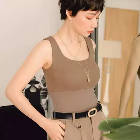 桔熊春夏季针织抹胸U型打底背心带胸垫修身吊带内衣女大码AB17128商品大图