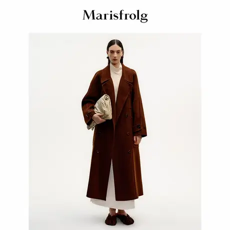 【品质绵羊毛】Marisfrolg玛丝菲尔2025冬新款斜门襟翻领气质大衣商品大图