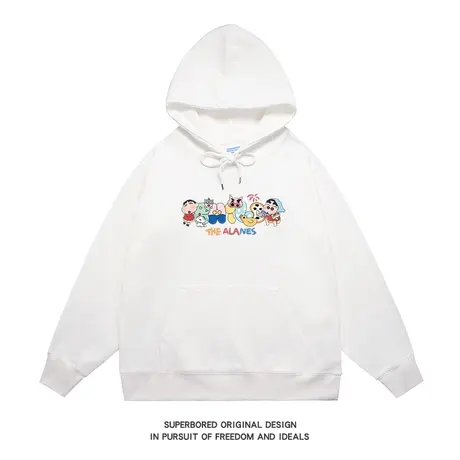 趣味卡通印花卫衣男青少年春秋薄款连帽情侣装宽松休闲上衣外套商品大图