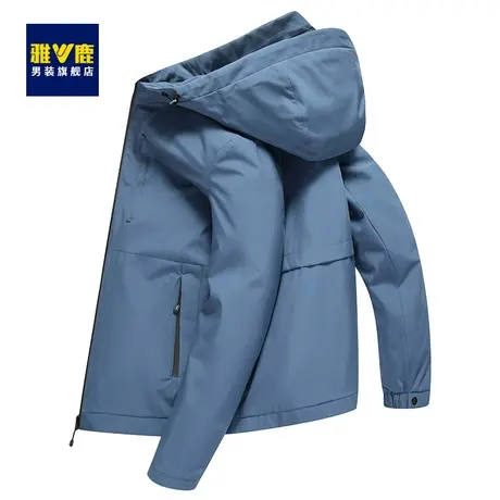 雅鹿男士夹克2023春季休闲连帽上衣男装百搭外套潮春秋装薄款衣服商品大图