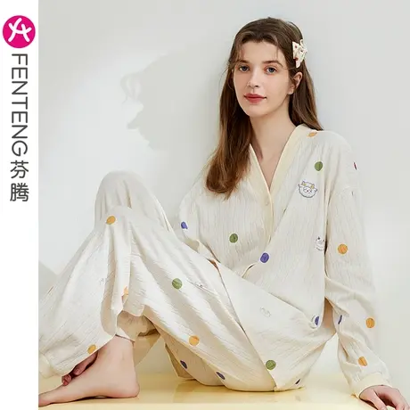 芬腾女睡衣纯棉长袖春秋款套装卡通可爱少女甜美风宽松全棉家居服商品大图