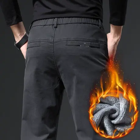 男款加绒加厚纯棉冬季保暖休闲长裤子秋冬款防风抗寒正装西裤男装商品大图