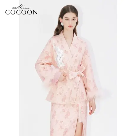 missCOCOON【凤羽雀翎系列】24春新款新中式提花肌理羽毛棉服外套商品大图