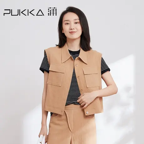 蒲PUKKA 女装棉麻马甲2023春装新款设计感原创时尚马夹商场同款图片