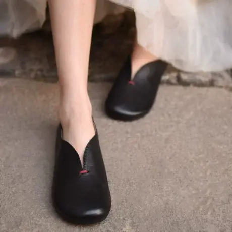 Artmu阿木原创2023春季新款真皮复古平底单鞋女软底豆豆鞋奶奶鞋商品大图