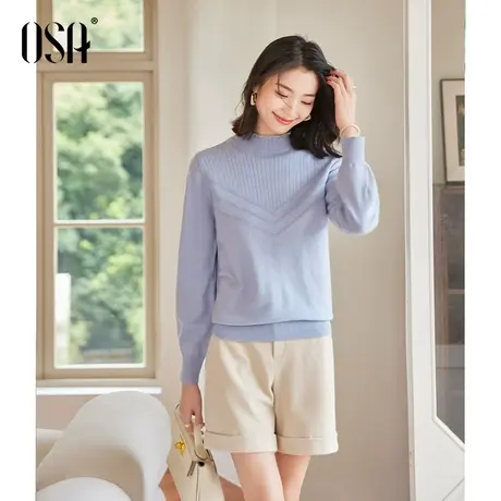 OSA欧莎慵懒风半高领套头毛衣女秋冬季图片
