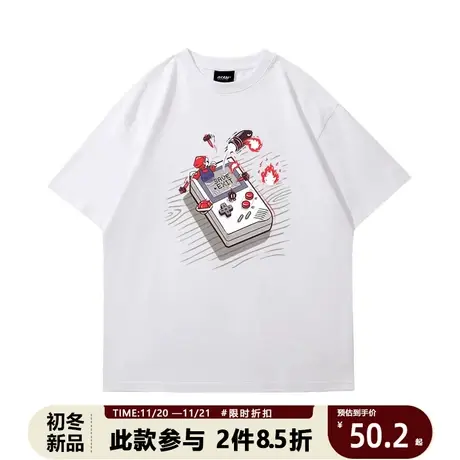 日系马里奥兄弟超级玛丽耀西库巴短袖t恤衫男女学生纯棉半袖衣服商品大图