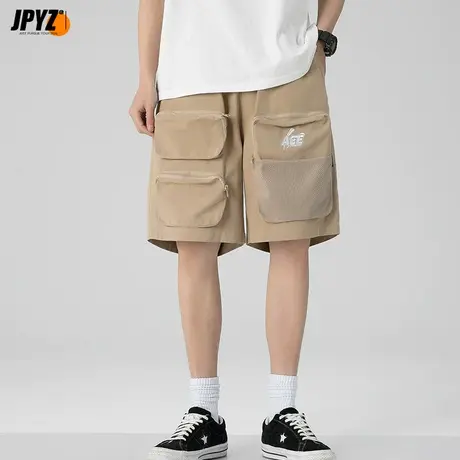 工装短裤男夏季日系潮牌露营风多口袋宽松休闲潮流直筒中裤五分裤商品大图
