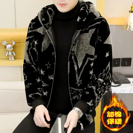 冬季水貂绒棉衣男加棉加厚皮草保暖外套潮牌皮毛一体男款棉服袄子图片