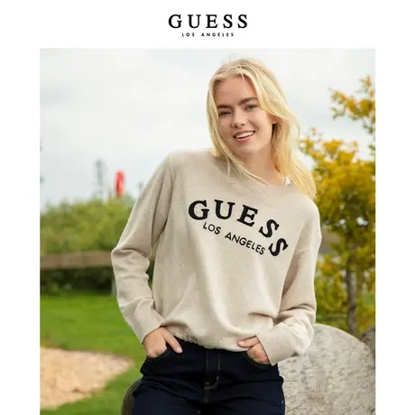 GUESS女士宽松软糯羊毛打底衫山羊绒衫毛衣-商品大图