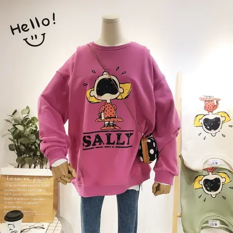 2019秋韩国东大门Ulzzang卡通搞怪原宿风毛圈棉卫衣cec潮宽松大码图片