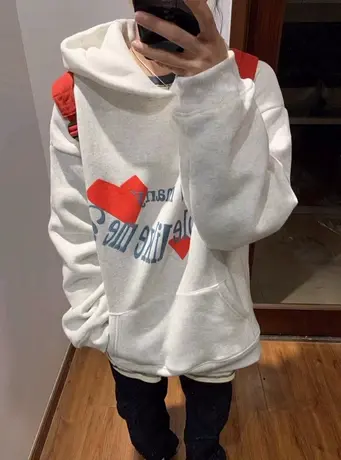 美式复古hiphop潮牌卫衣女春秋薄款宽松韩版慵懒风连帽小个子外套图片