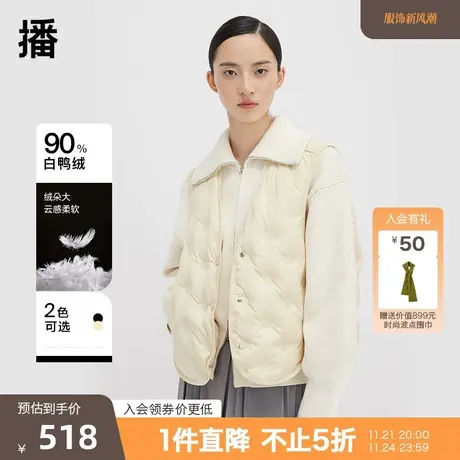 播趣味圆点压胶马甲2023秋冬新品V领宽松休闲背商品大图