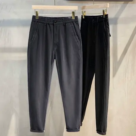 厚款铜氨丝秋季西裤男直筒宽松九分裤韩版潮流男士裤子休闲裤长裤商品大图