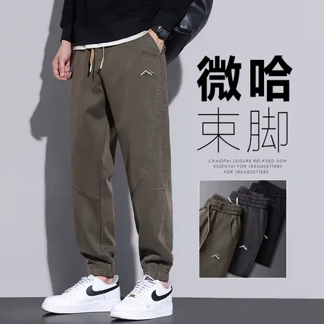 男生加肥加大码束脚哈伦休闲裤子春秋款潮流百搭日系工装春季男装商品大图