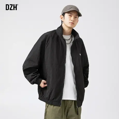 男士黑色运动外套男春秋款潮流百搭2023新款拉链开衫立领飞行夹克商品大图
