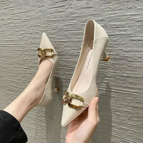 2023年春季新款软皮高跟鞋女细跟性感少女气质尖头单鞋百搭职业鞋商品大图