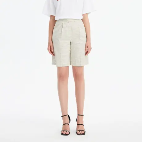LANCY/俪雅格纹短裤女夏季奥莱裤子套装休闲运动显瘦薄款朗姿女装商品大图