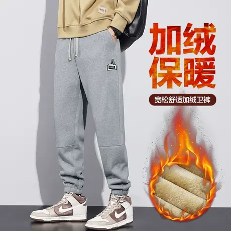 夹棉裤男款冬季加绒加厚卫裤男士休闲裤2023新款运动男裤子秋冬款商品大图