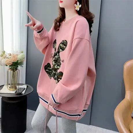 美式复古卡通加绒加厚卫衣女秋冬2023年新款宽松洋气oversize外套图片