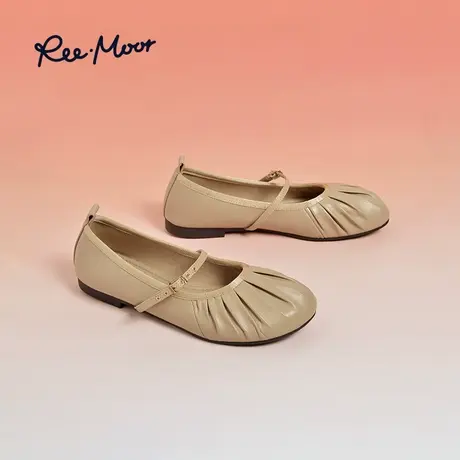 REEMOOR睿慕2024年春夏新款羊皮蛋卷鞋一字带扣圆头浅口单鞋女鞋商品大图