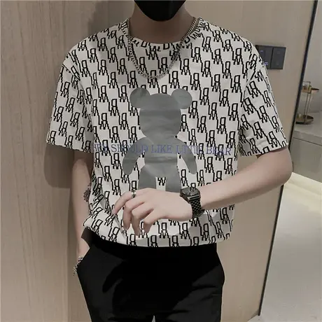 男士短袖夏季潮流宽松高街t恤ins个性百搭衣服原宿风潮牌字母体恤商品大图