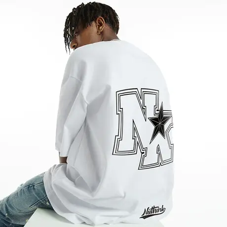 Nuthink国潮潮流宽松美式潮牌高街五角星t恤男潮夏季半袖男款体恤商品大图