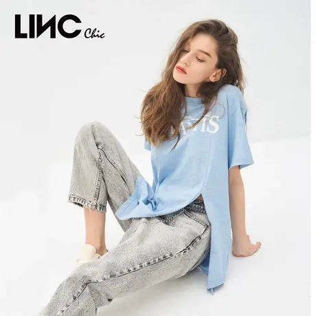 【T恤合集】LINCCHIC金羽杰T恤女卡通萌宠印花短袖女T恤S212FK336商品大图