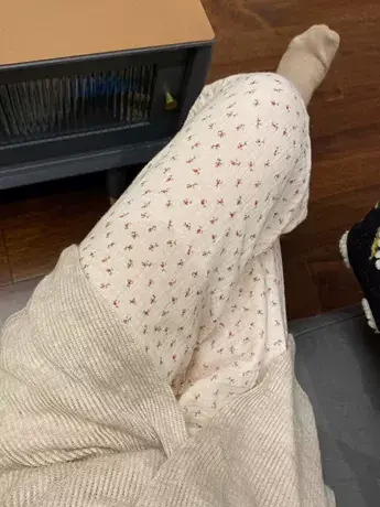 干枯玫瑰纯棉双层纱布皱睡裤家居裤宽松版遛弯儿女长裤春秋薄款夏商品大图