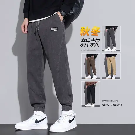 高端潮牌痞帅男士束脚休闲长裤秋季潮流百搭男裤子春秋款日系工装商品大图