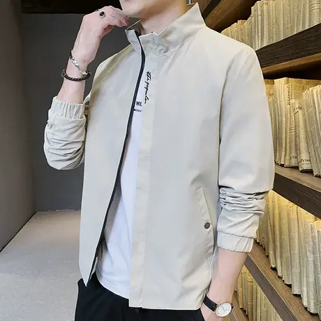 春秋装夹克男薄款上衣立领外套韩版外穿秋衣秋季开衫卫衣潮牌男装商品大图