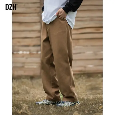 男士棕色工装裤男春秋款纯棉宽松阔腿裤子男裤2024年新款休闲长裤商品大图