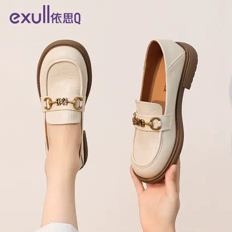 exull/依思Q乐福鞋2024新款女鞋春季鞋子女英伦小皮鞋女厚底单鞋商品大图