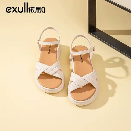 依思q平底凉鞋女款外穿2024今年新款夏季松糕厚底运动沙滩鞋百搭商品大图