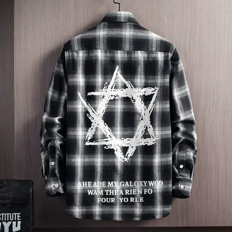 青少年长袖衬衫男初中学生衬衣12-13-14岁男孩15大童秋装格子帅气商品大图