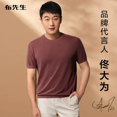 【明星同款】MrBu布先生桑蚕丝纯色针织t恤男士速干凉感透气短袖商品大图