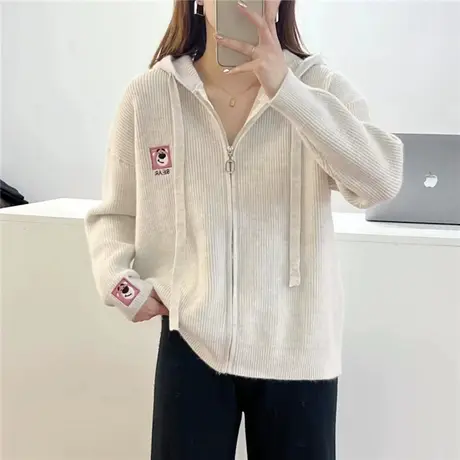 早秋连帽针织开衫女装2023新款爆款初秋毛衣外套女春秋款上衣洋气图片