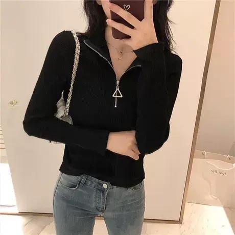 大码女装春秋冬长袖针织衫女胖妹妹显瘦洋气韩版修身毛衣打底衫潮商品大图