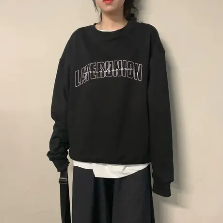 ins超火卫衣女春秋韩版waitmore薄款外套潮慵懒风bf宽松洋气上衣商品大图