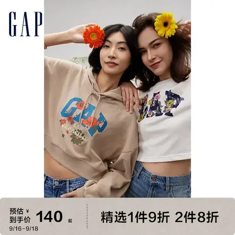 Gap女装秋季新款LOGO短款运动辣妹法式圈织软卫衣615063休闲上衣图片