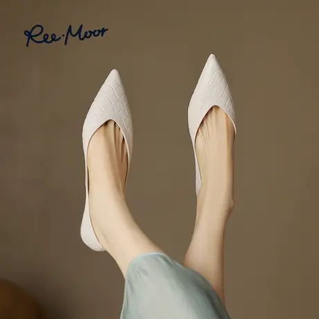 REEMOOR睿慕2023秋季新款气质法式羊皮尖头平底鞋舒适浅口单鞋女图片