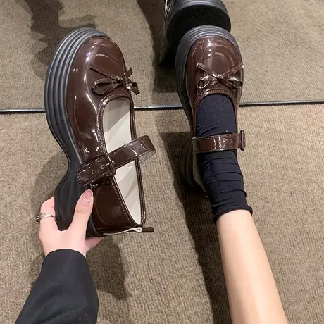 甜酷玛丽珍小皮鞋女夏季日系jk厚底鞋2023秋新款蝴蝶结软妹单鞋子商品大图