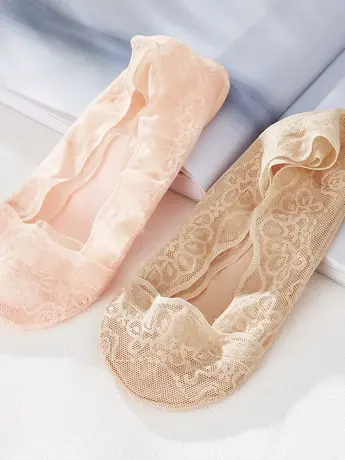 蕾丝船袜女浅口隐形棉底袜子夏季薄款硅胶防滑不掉跟短袜ins潮图片