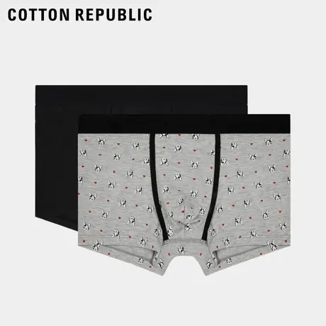Cotton Republic/棉花共和国男中腰平角内裤莫代尔情侣内裤2条装图片
