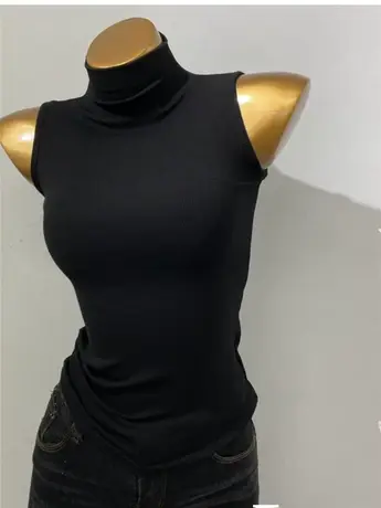 回馈款！韩式半高领无袖背心女百搭大弹力修身显瘦打底衫上衣2024图片
