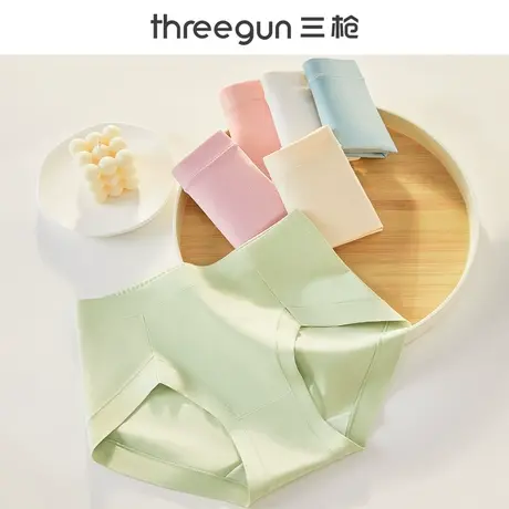 三枪中高腰纯棉女士内裤桑蚕丝抑菌底裆舒适透气少女生三角短裤头商品大图