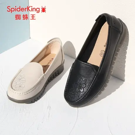 SPIDER KING/蜘蛛王乐福鞋女真皮2023春季商场新款老人妈妈鞋软底图片