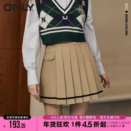 ONLY2023冬季新款时尚百搭高腰显瘦百褶短裤休闲裤女|123115009商品大图