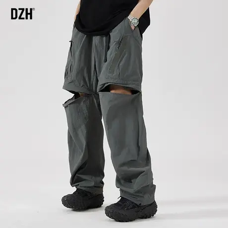 男士分体裤薄款冰丝速干裤男夏季可拆卸工装裤子男款破洞弹力长裤商品大图